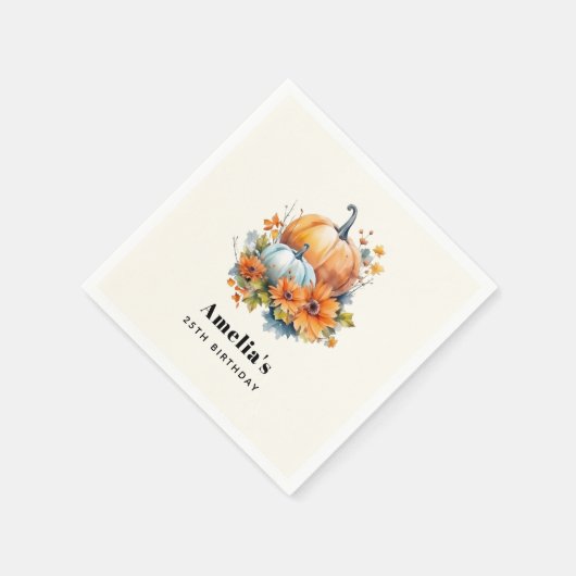 Serviette En Papier Citrouilles d'automne avec Fleurs et Foliage Anniv (Coin)
