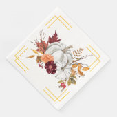 Serviette En Papier Citrouilles d'automne et fleurs (Coin)