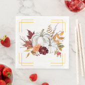 Serviette En Papier Citrouilles d'automne et fleurs (En situation)