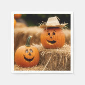 Serviette En Papier Citrouilles d'automne sur Hay Bale (Devant)