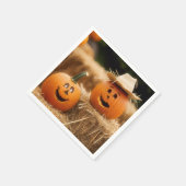 Serviette En Papier Citrouilles d'automne sur Hay Bale (Coin)