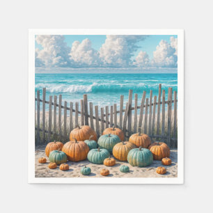 Serviette En Papier Citrouilles d'automne sur une plage