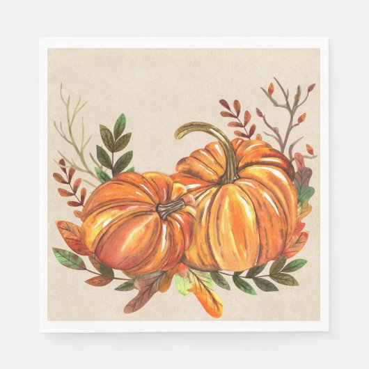 Serviette En Papier Citrouilles de l'automne rustique (Devant)