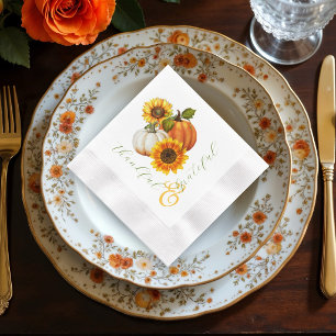 Serviette En Papier Citrouilles de Thanksgiving reconnaissantes et agr