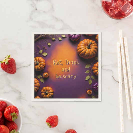 Serviette En Papier Citrouilles d'Halloween (En situation)