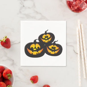 Serviette En Papier Citrouilles d'Halloween avec des expressions drôle
