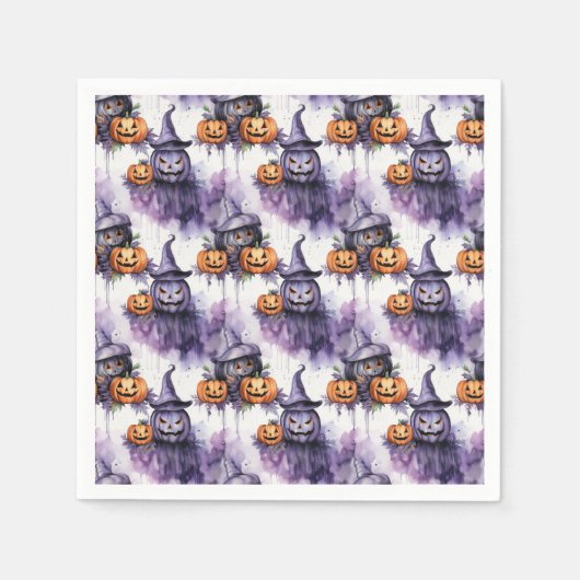 Serviette En Papier citrouilles éffrayants (Devant)