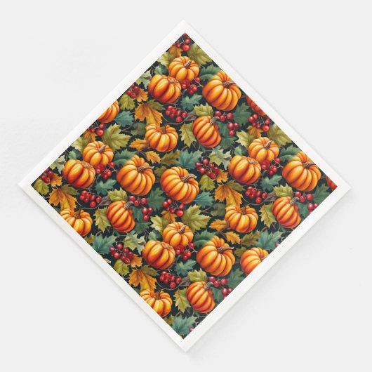 Serviette En Papier Citrouilles en Feuille avec baies (Coin)