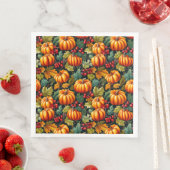 Serviette En Papier Citrouilles en Feuille avec baies (En situation)