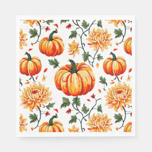 Serviette En Papier Citrouilles et chrysanthèmes festifs d'automne