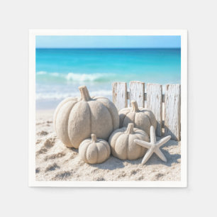 Serviette En Papier Citrouilles et étoiles de mer sur le sable de la p