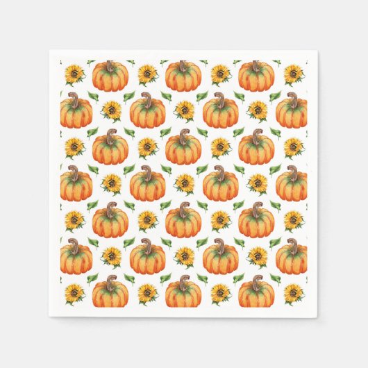 Serviette En Papier Citrouilles et tournesols (Devant)