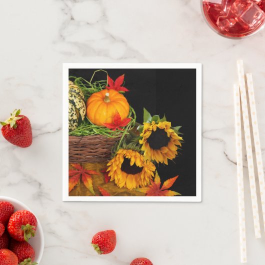 Serviette En Papier Citrouilles et tournesols (En situation)