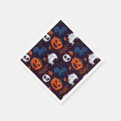 Serviette En Papier Citrouilles fantômes, crânes et chats d'Halloween (Coin)