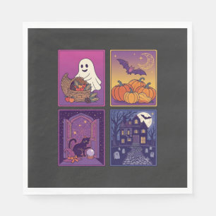 Serviette En Papier Citrouilles fantômes d'Halloween Maison hantée Cha