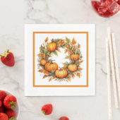 Serviette En Papier Citrouilles oranges (En situation)