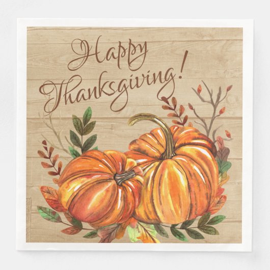 Serviette En Papier Citrouilles rustiques de Thanksgiving (Devant)