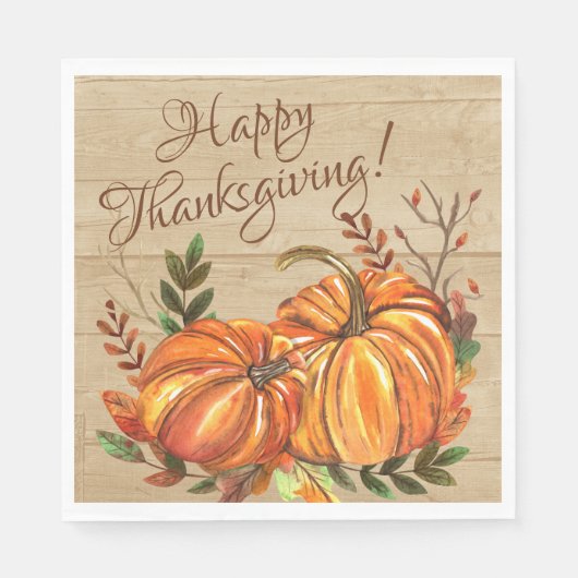 Serviette En Papier Citrouilles rustiques de Thanksgiving (Devant)