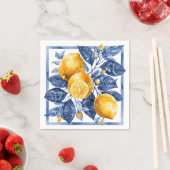 Serviette En Papier Citrus bleu citron été (En situation)