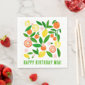Serviette En Papier Citrus Celebration Nom personnalisé ANNIVERSAIRE F (En situation)