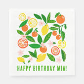 Serviette En Papier Citrus Celebration Nom personnalisé ANNIVERSAIRE F (Devant)