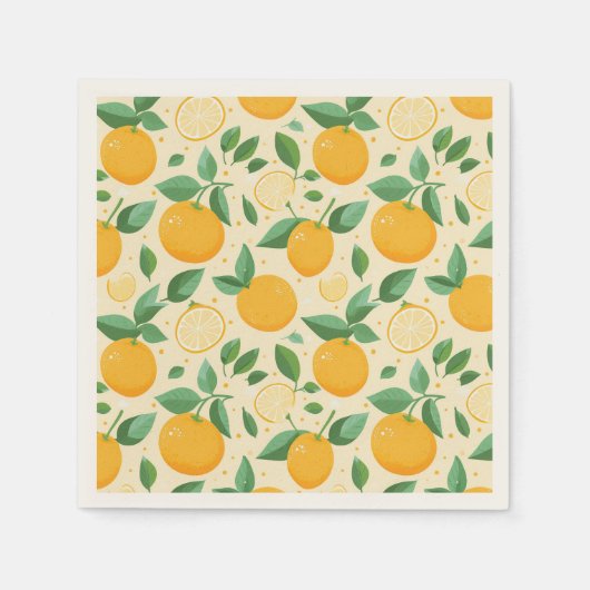 Serviette En Papier Citrus citron jaune motif de fruits tropicaux (Devant)