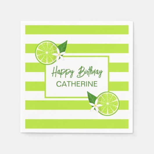 Serviette En Papier Citrus de chaux botanique Anniversaire d'été (Devant)