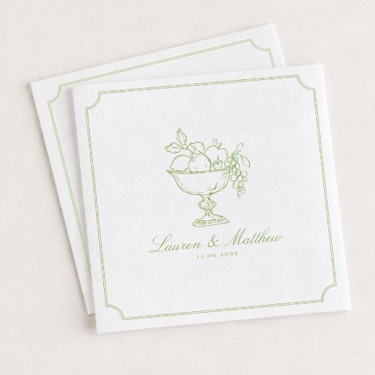 Serviette En Papier Citrus Green Fruit Bowl Frame Wedding Napkins