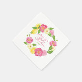 Serviette En Papier Citrus Lemon Floral Rose Baby shower (Coin)