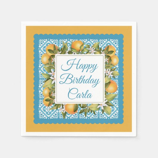 Serviette En Papier Citrus & Marocain Blue Custom Party (Devant)