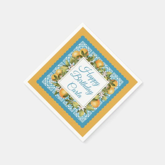 Serviette En Papier Citrus & Marocain Blue Custom Party (Coin)