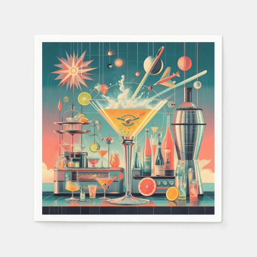 Serviette En Papier Citrus Martini Bar Futuriste Atomique du milieu du (Devant)