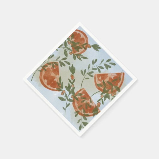 Serviette En Papier Citrus orange et verdure (Coin)