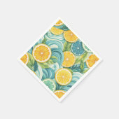 Serviette En Papier Citrus Orange Fraîche Citron & Vert Jaune Été (Coin)