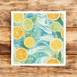 Serviette En Papier Citrus Orange Fraîche Citron & Vert Jaune Été