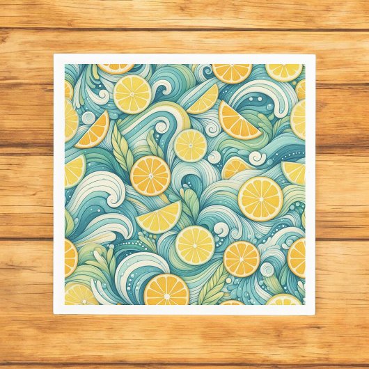 Serviette En Papier Citrus Orange Fraîche Citron & Vert Jaune Été