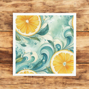 Serviette En Papier Citrus Orange Fraîche Citron & Vert Jaune Été