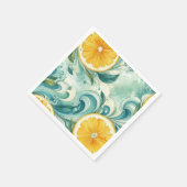 Serviette En Papier Citrus Orange Fraîche Citron & Vert Jaune Été (Coin)