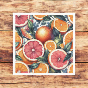 Serviette En Papier Citrus Orange Frais Lemon & Yellow Green Été 