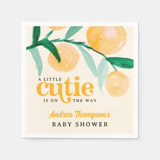 Serviette En Papier Citrus Orange Un petit Baby shower Cutie Retro (Devant)
