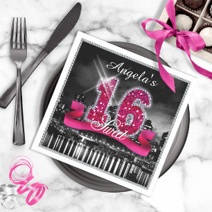 Serviette En Papier City Lights Sweet sixteen rose ID117