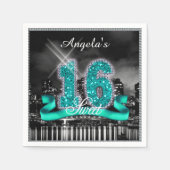 Serviette En Papier City Lights Sweet sixteen Turquoise ID120 (Devant)