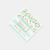 Serviette En Papier Clair Bleu Grilles Or Confetti 2017 Graduation (Coin)
