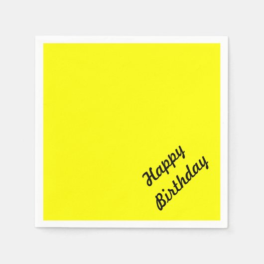 Serviette En Papier Clair Fluorescent Jaune Texte Personnalisé (Devant)