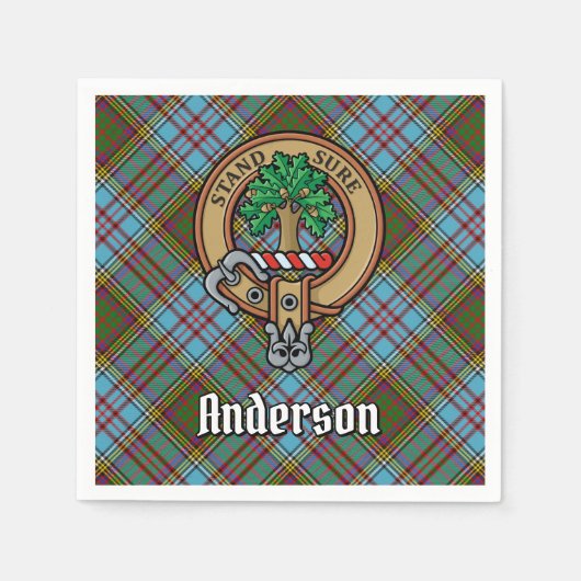 Serviette En Papier Clan Anderson Crest sur Tartan (Devant)