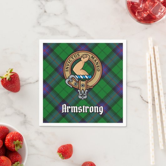 Serviette En Papier Clan Armstrong Crest sur Tartan (En situation)