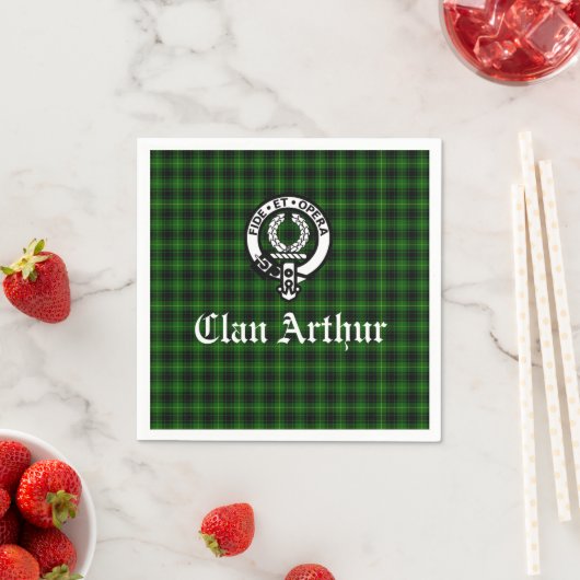 Serviette En Papier Clan Arthur / MacArthur Crest & Tartan (En situation)