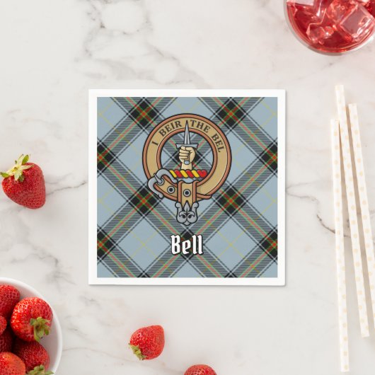 Serviette En Papier Clan Bell Crest sur Tartan (En situation)