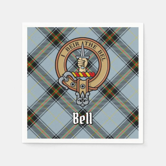 Serviette En Papier Clan Bell Crest sur Tartan (Devant)