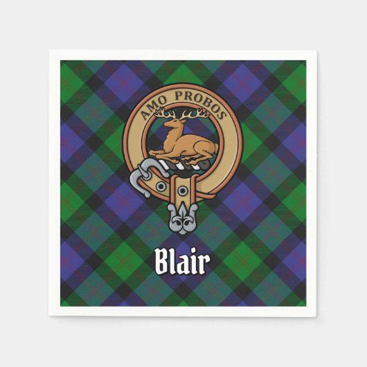 Serviette En Papier Clan Blair Crest sur Tartan (Devant)